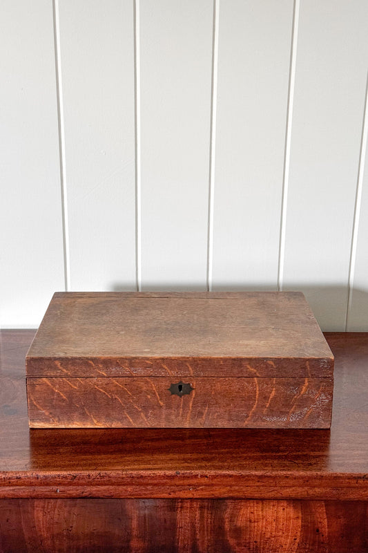 Antique English Oak Flatware Box