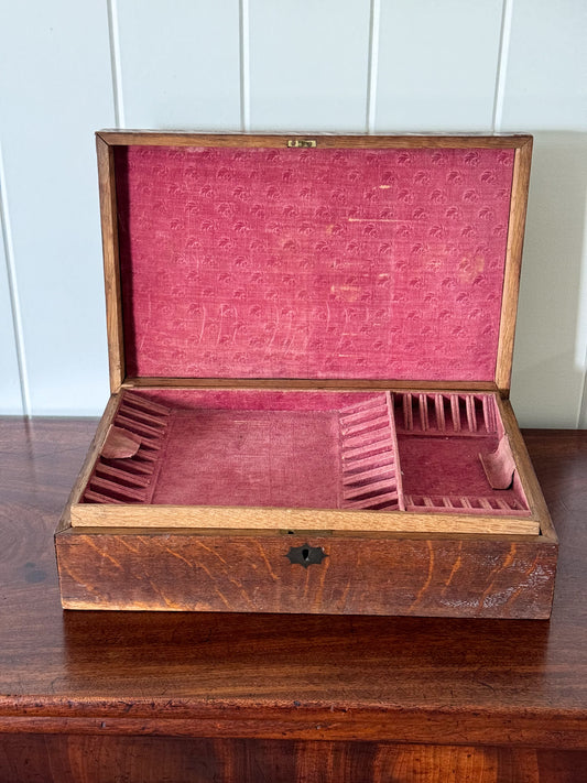 Antique English Oak Flatware Box