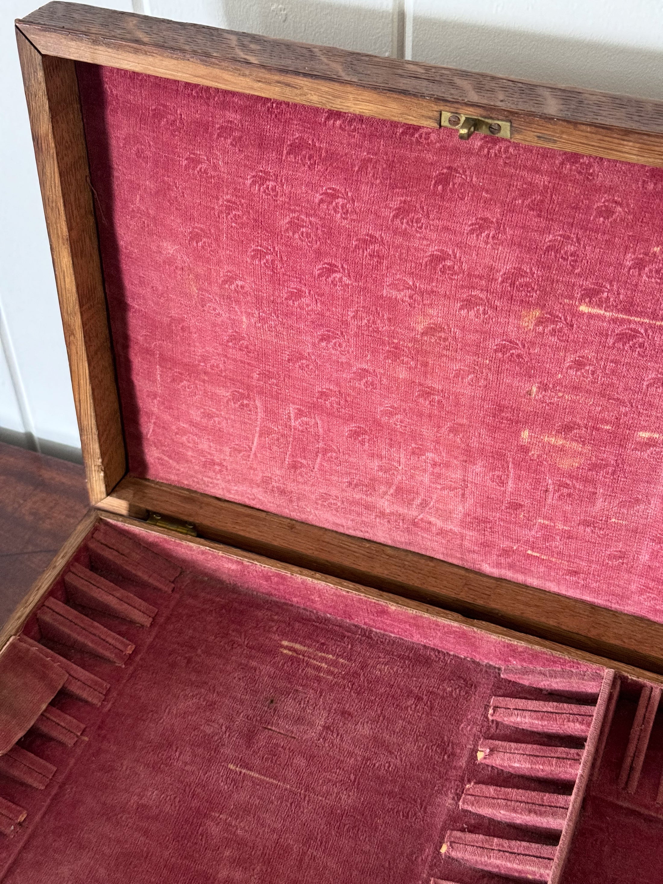 Antique English Oak Flatware Box