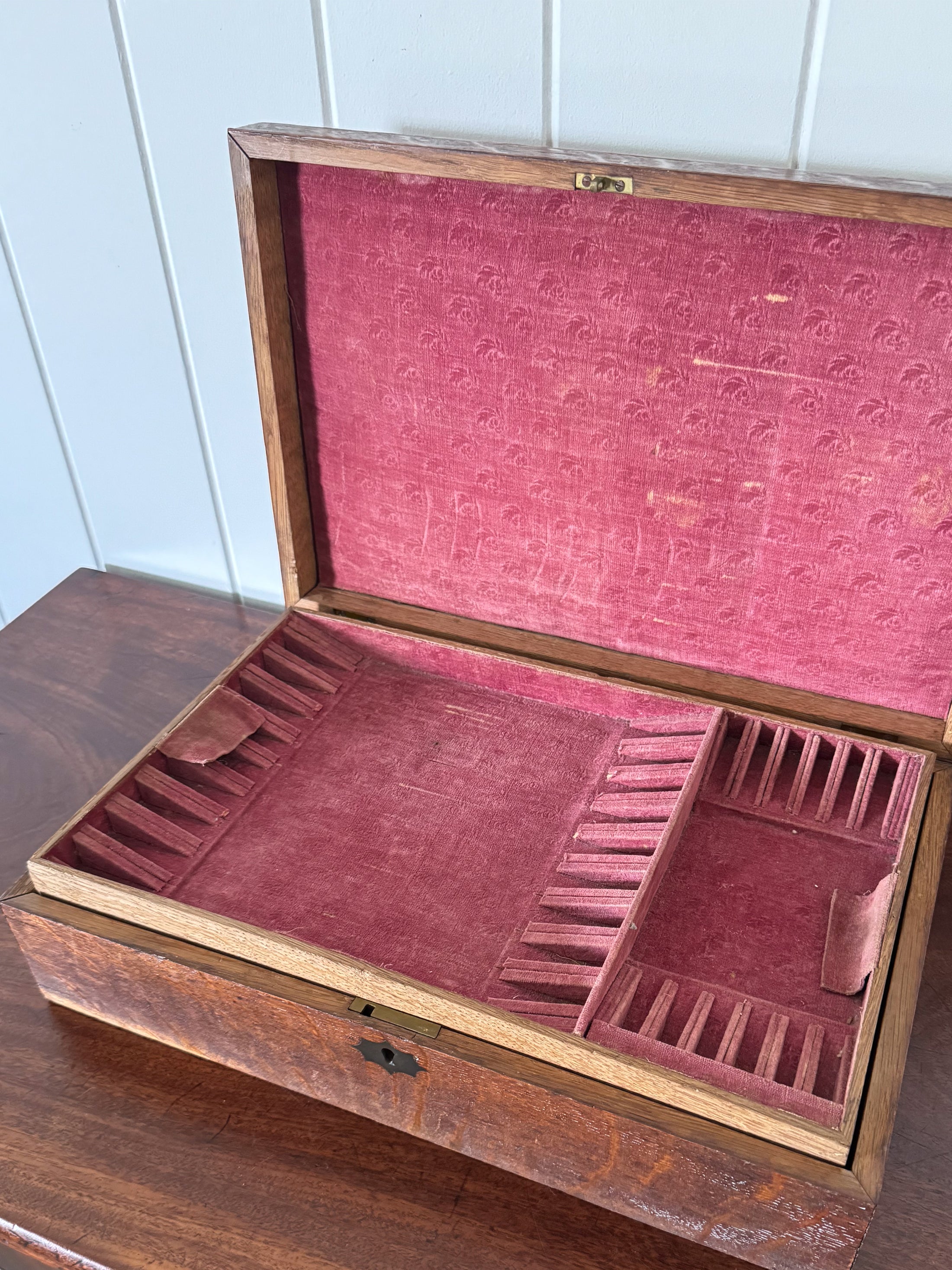 Antique English Oak Flatware Box