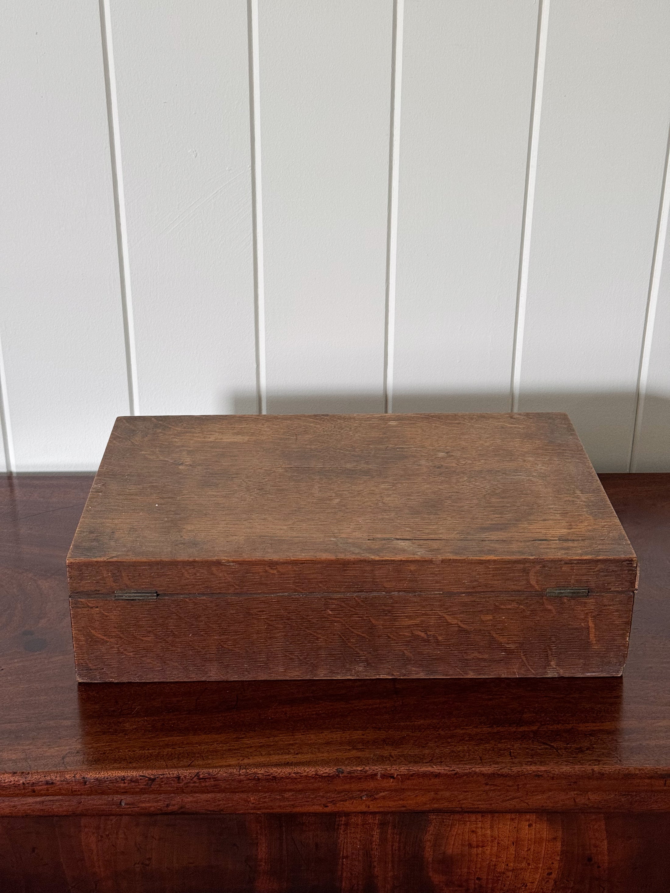Antique English Oak Flatware Box