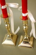 Load image into Gallery viewer, PAIR 19th Century Victorian English Brass Candlesticks (c. 1890) | 6.75"H