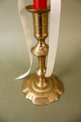 Load image into Gallery viewer, 18th Century Brass Seamed Petal Base Candlestick | 7.75"H