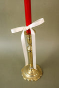 Load image into Gallery viewer, 18th Century Brass Seamed Petal Base Candlestick | 9.5"H
