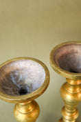 Load image into Gallery viewer, PAIR of Unique Brass Candlesticks | HEAVY 9.75”