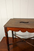 Load image into Gallery viewer, Antique English Mahogany Stool with Cane Cut Legs