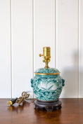 Load image into Gallery viewer, Petite Green Floral Chinoiserie Lamp