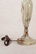 Load image into Gallery viewer, Mid-Century Celadon + Rust Onyx Tall Lamp
