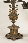 Load image into Gallery viewer, PAIR of 19th Century French Bronze Floral Toile 5-Candle Candelabras