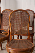 Load image into Gallery viewer, SET of 6 | French Louis XVI Style Dining Chairs with Hand Caned Seats + Backs with Fluted Legs (c. 1920)