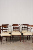 Load image into Gallery viewer, SET of 6 | English Victorian Mahogany Dining Chairs with Newly Upholstered Tiny Blue Dot Fabric