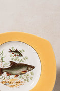 Load image into Gallery viewer, SET Of 6 Fish Plates with Colored Rims by Figgio Flint Norway (1960s)
