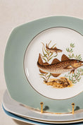Load image into Gallery viewer, SET Of 6 Fish Plates with Colored Rims by Figgio Flint Norway (1960s)