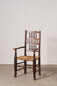 Load image into Gallery viewer, Set of 10 Late 18th Century Oak English Lancaster Spindle Rush Seat Chairs | 2 Arm Chairs & 8 Side Chairs