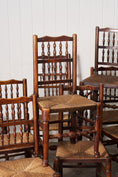 Load image into Gallery viewer, Set of 10 Late 18th Century Oak English Lancaster Spindle Rush Seat Chairs | 2 Arm Chairs & 8 Side Chairs