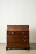 Load image into Gallery viewer, Early Georgian Mahogany Bureau on Bracket Feet + Green Leather Interior (c. 1730)