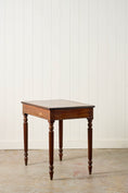 Load image into Gallery viewer, 19th Century English Mahogany Single Drawer Writing Table with Inlay Top + Fluted Legs