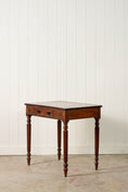 Load image into Gallery viewer, 19th Century English Mahogany Single Drawer Writing Table with Inlay Top + Fluted Legs