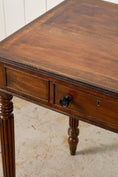 Load image into Gallery viewer, 19th Century English Mahogany Single Drawer Writing Table with Inlay Top + Fluted Legs