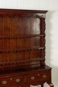 Load image into Gallery viewer, 19th Century Welsh Inlay Oak Dresser Base with Scalloped Apron + Plate Rack