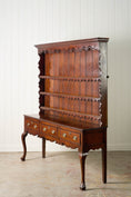 Load image into Gallery viewer, 19th Century Welsh Inlay Oak Dresser Base with Scalloped Apron + Plate Rack