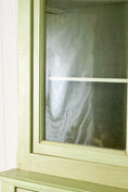 Load image into Gallery viewer, Antique English Mahogany Glass Front Cupboard with Original Glass; Later Painted Green