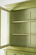 Load image into Gallery viewer, Antique English Mahogany Glass Front Cupboard with Original Glass; Later Painted Green