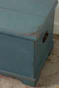 Load image into Gallery viewer, Antique English Painted Blue Trunk