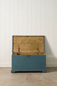 Load image into Gallery viewer, Antique English Painted Blue Trunk
