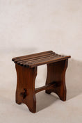 Load image into Gallery viewer, Antique Oak Slat Stool