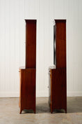 Load image into Gallery viewer, RARE PAIR of Edwardian English Mahogany Cabinets with Glass Front Toppers (c. 1900)