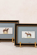 Load image into Gallery viewer, PAIR of Vintage British Collector’s Cigarette Jockey Card | Custom Float Mount on Blue Mat in Vintage Frame