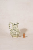 Load image into Gallery viewer, Hand Painted Green + Cream Ceramic Basketweave Pitcher