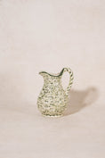 Load image into Gallery viewer, Hand Painted Green + Cream Ceramic Basketweave Pitcher