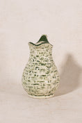 Load image into Gallery viewer, Hand Painted Green + Cream Ceramic Basketweave Pitcher