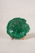 Load image into Gallery viewer, Antique Wedgwood Green Majolica Strawberry Leaf Plate