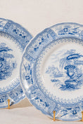 Load image into Gallery viewer, Blue + White Antique Staffordshire Shallow Pasta Bowl/Plate With Scalloped Rim + Urn Motif