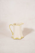 Load image into Gallery viewer, Hand Painted + Stamped Ceramic Floral Pitcher (c. 1945)