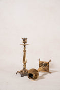 Load image into Gallery viewer, PAIR | Antique English Brass Footed Candlesticks