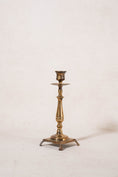 Load image into Gallery viewer, PAIR | Antique English Brass Footed Candlesticks