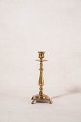 Load image into Gallery viewer, PAIR | Antique English Brass Footed Candlesticks
