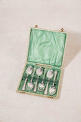 Load image into Gallery viewer, SET of 6 | English Silver Plate Spoons in Original Sage Green Box