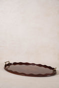 Load image into Gallery viewer, Edwardian Mahogany Scalloped Tray with Floral Inlay