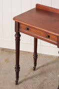 Load image into Gallery viewer, Victorian English Mahogany Single Drawer Side Table on Castors