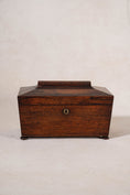 Load image into Gallery viewer, William IV Rosewood Tea Caddy With Original Fittings on Bun Feet (c. 1835)