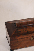 Load image into Gallery viewer, William IV Rosewood Tea Caddy With Original Fittings on Bun Feet (c. 1835)
