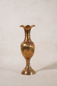 Load image into Gallery viewer, Tall Vintage Brass Vase with Scalloped Lip