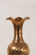 Load image into Gallery viewer, Tall Vintage Brass Vase with Scalloped Lip