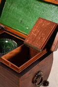 Load image into Gallery viewer, Georgian Rosewood Tea Caddy With Brass Handles + Brass Claw Feet | Original Fittings + Green Interior