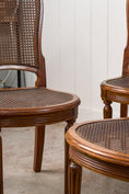 Load image into Gallery viewer, SET of 6 | French Louis XVI Style Dining Chairs with Hand Caned Seats + Backs with Fluted Legs (c. 1920)